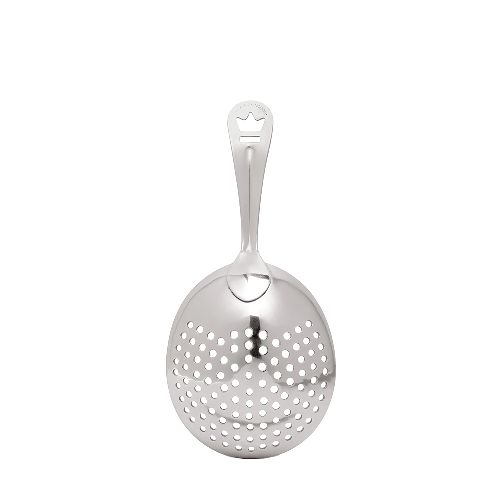Cocktail Kingdom Premium Julep Strainer Mirror Finish na beloj pozadini