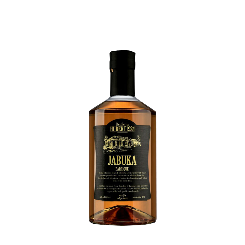 Destilerija Hubert 1924 Jabuka Barrique Rakija od voća 40% Vol. 0,7L na beloj pozadini