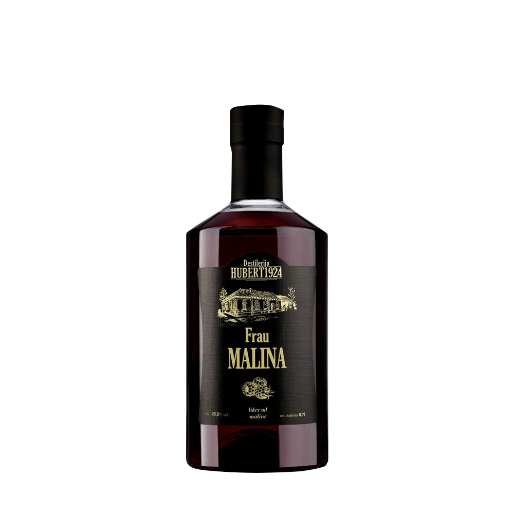 Destilerija Hubert 1924 Liker Frau Malina 25% Vol. 0,7L na beloj pozadini
