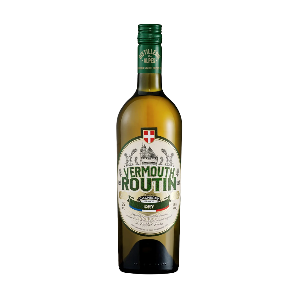 Distillerie Des Alpes Routin Vermouth DRY 16,9% Vol. 0,75 L na beloj pozadini