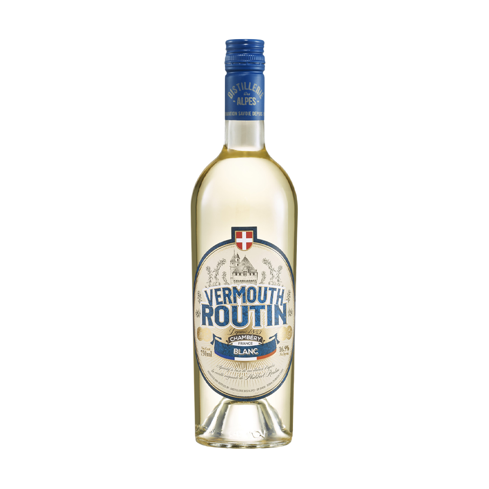 Distillerie Des Alpes Routin Vermouth WHITE 16,9% Vol. 0,75 L na beloj pozadini