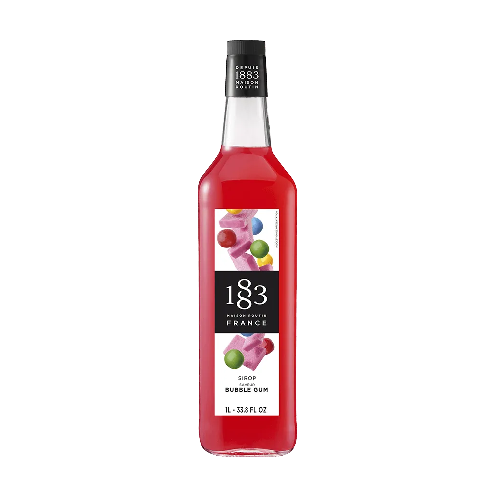 Sirup Bubble Gum 1883 na beloj pozadini