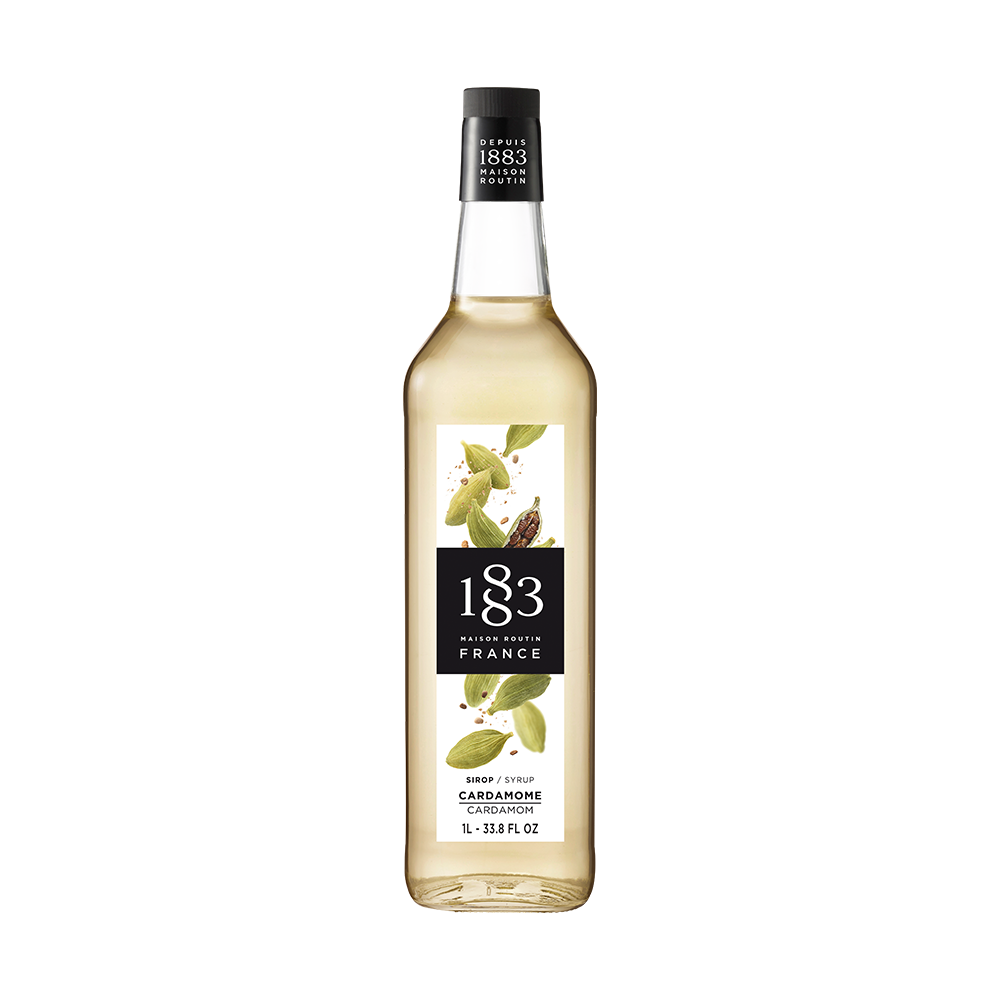 maison routin 1883 flaša sirupa ukusa cardamom na beloj pozadini
