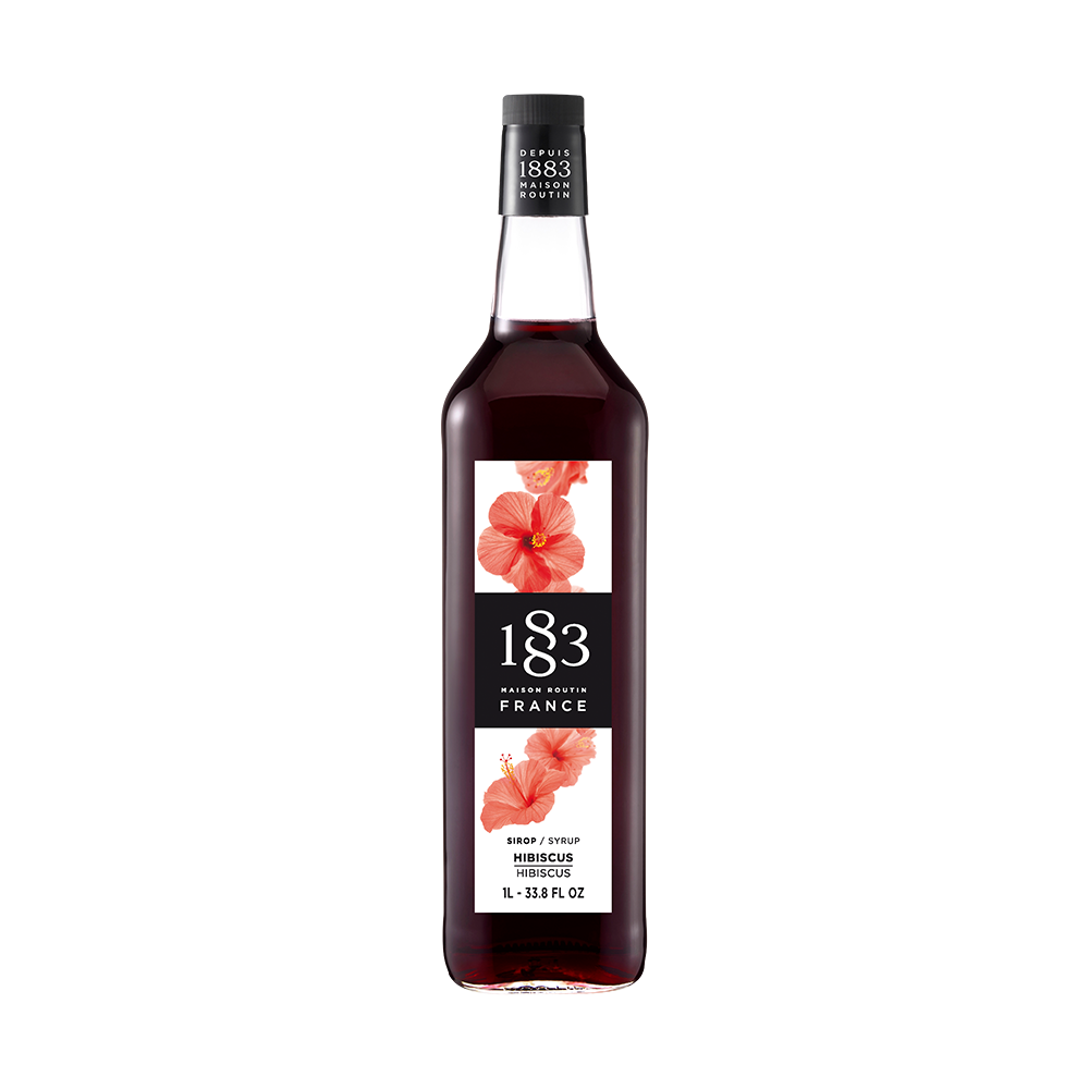 maison routin 1883 flaša sirupa ukusa hibiskus na beloj pozadini