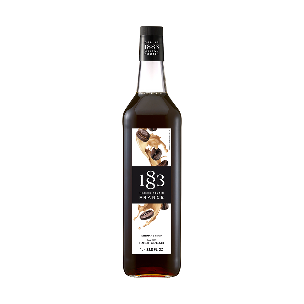maison routin 1883 flaša sirupa ukusa irish cream na beloj pozadini