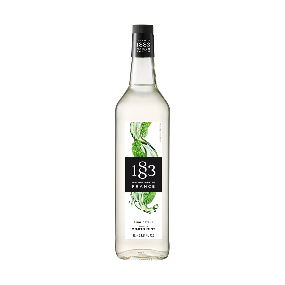 maison routin 1883 flaša sirupa ukusa mojito mint na beloj pozadini