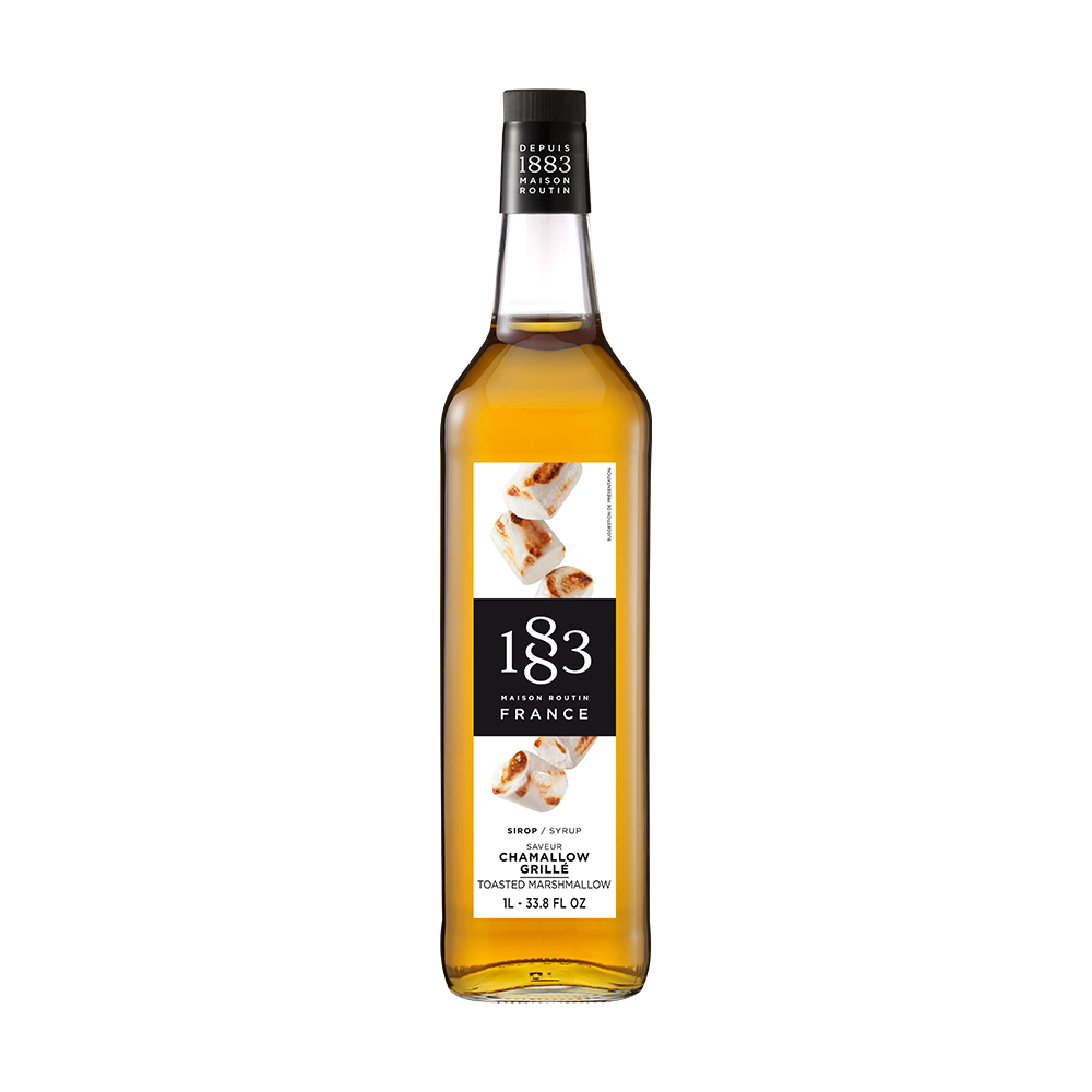 maison routin 1883 flaša sirupa ukusa toasted marshmallow na beloj pozadini
