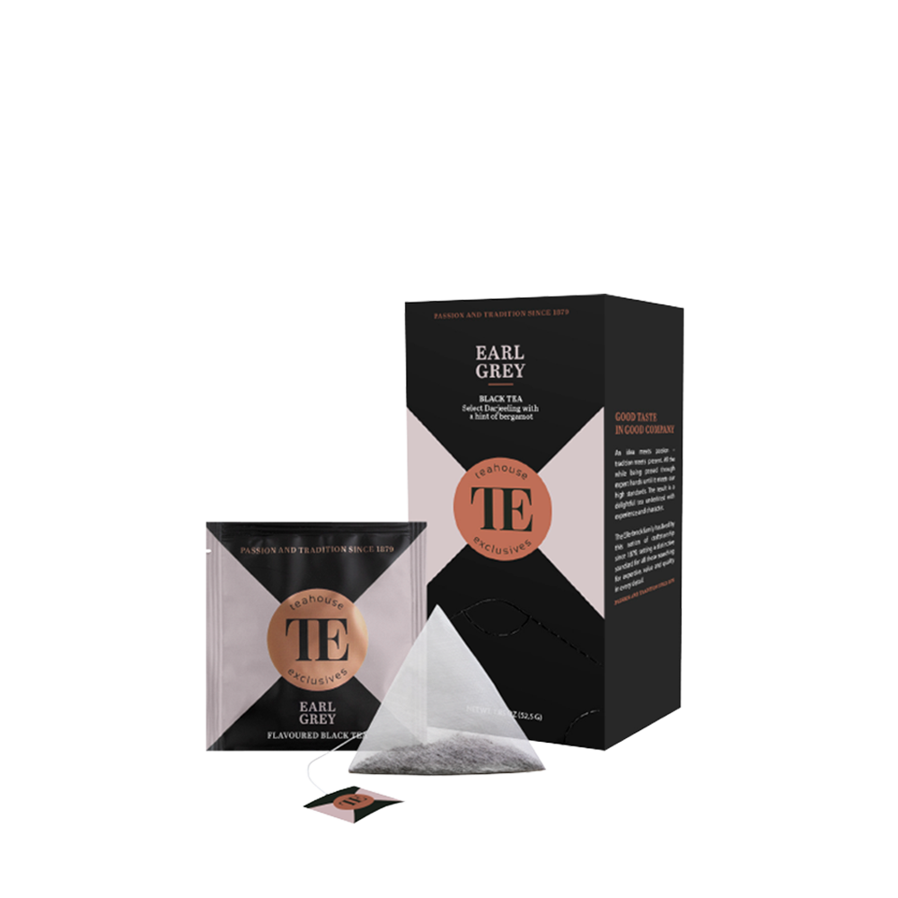 Čaj Gourmet Tea Bag Earl Grey Teahouse Exclusives na beloj pozadini