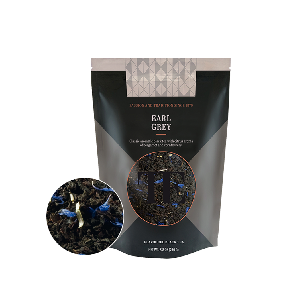 Čaj Luxury Loose Tea Earl Grey Teahouse Exclusives na beloj pozadini
