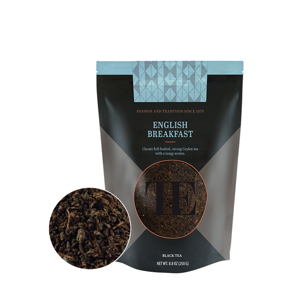 Čaj Luxury Loose Tea English Breakfast Teahouse Exclusives na beloj pozadini